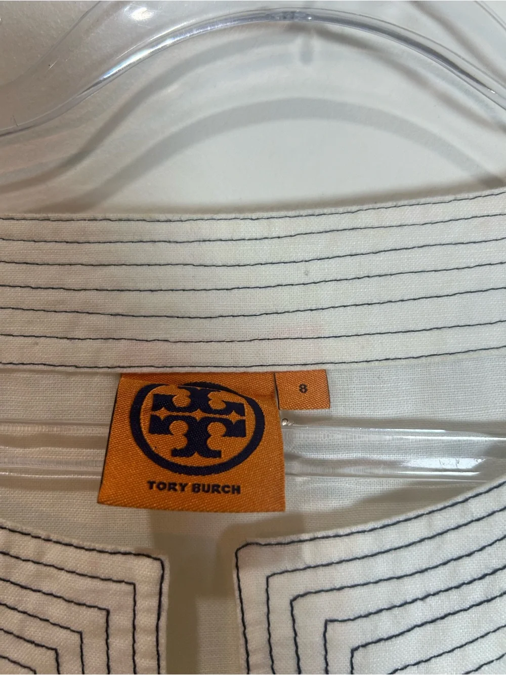 Tory Burch Tunic Top Embroidered Ivory Linen Blend Women 8 Coastal Beach Resort